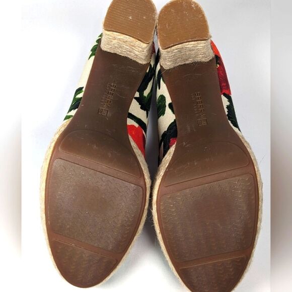 Milly for Sperry A/O Platform Heels in Roses Print Canvas/Cognac Size 7.5 - Picture 11 of 12